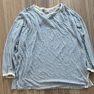 Free People Blue and White Striped Long Sleeve Tee